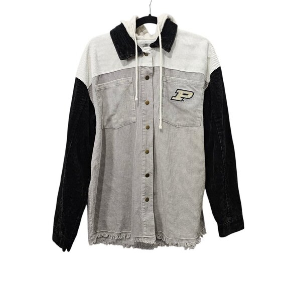 Gameday Couture Purdue Boilermakers Vintage Wash Corduroy Snap Hooded Shacket - Picture 1 of 10